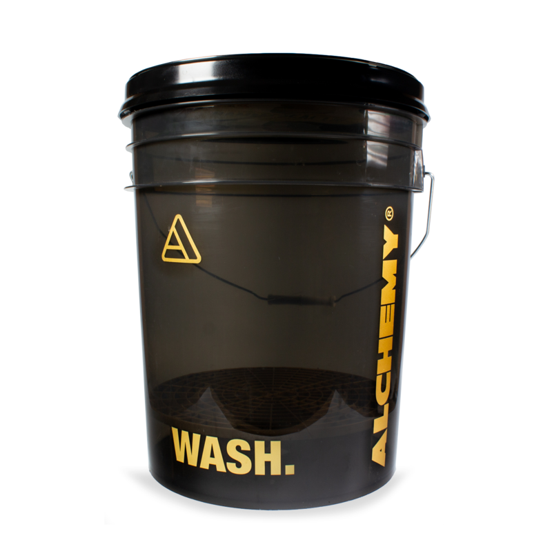 Alchemy - Transparent Black Wash Bucket With Screw Lid, Grit Guard & Gold Decals
